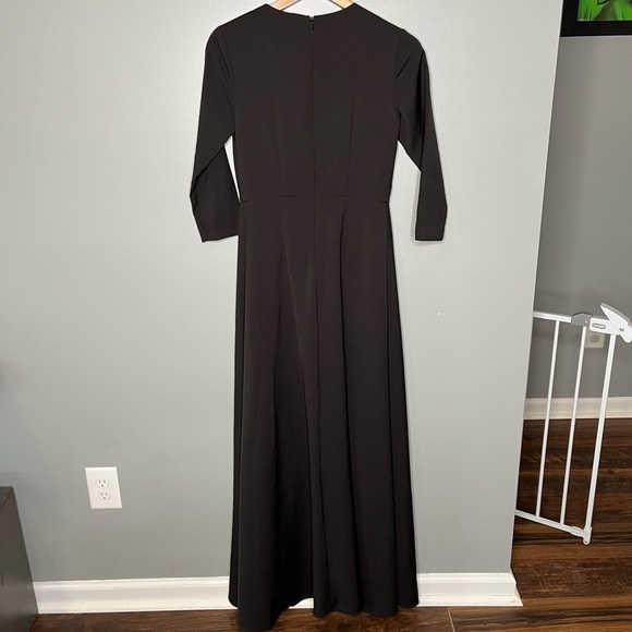 Kay Unger Margherita Stretch Crepe Walk Thru Jumpsuit Art Deco Beading - Picture 3 of 12